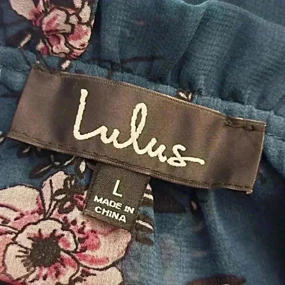 Lulus Newell Teal Green Sheer Floral Print Midi Dress - L - Picture 7 of 8